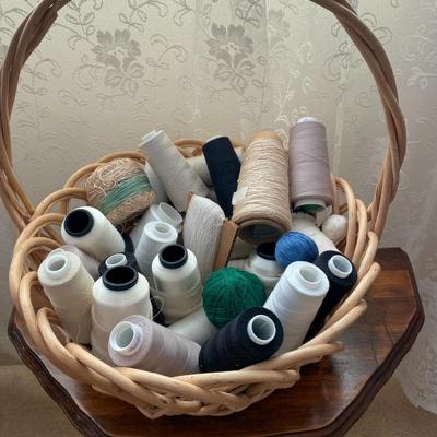 Large basket of sewing machine thread