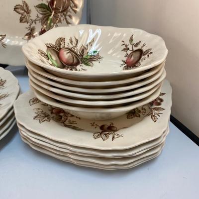 Service for 6 Johnson Brothers Harvest Time Fruit Pattern Dishware Set 36 Pieces