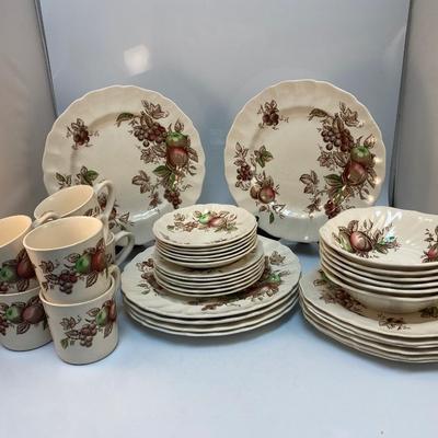 Service for 6 Johnson Brothers Harvest Time Fruit Pattern Dishware Set 36 Pieces