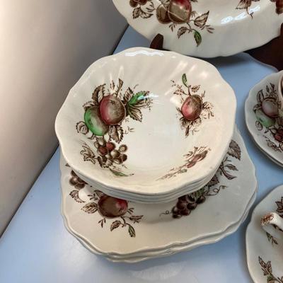 28 Pieces Johnson Brothers Harvest Time Dishware Fruit Pattern China Service for 4