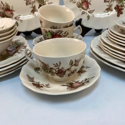 28 Pieces Johnson Brothers Harvest Time Dishware Fruit Pattern China Service for 4