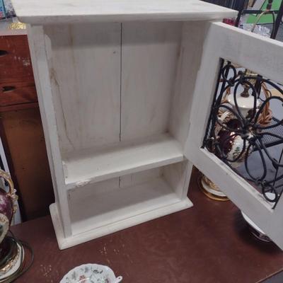Farmhouse Solid Wood Wall Cabinet with Metal Fretting
