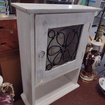 Farmhouse Solid Wood Wall Cabinet with Metal Fretting