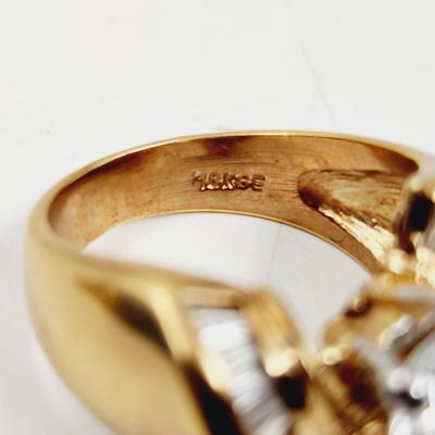 STUNNING 14K GE GOLD W/ CZ & STONE RING SIZE 7.75
