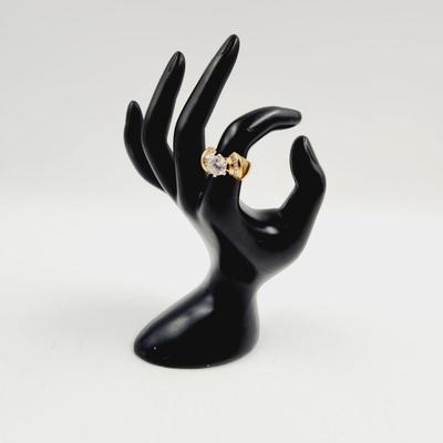 STUNNING 14K GE GOLD W/ CZ & STONE RING SIZE 7.75