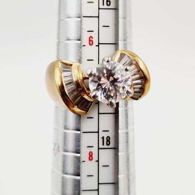 STUNNING 14K GE GOLD W/ CZ & STONE RING SIZE 7.75