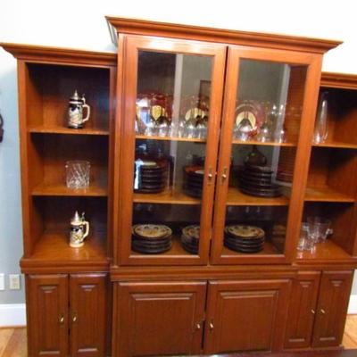 Solid Wood Three Piece Breakfront China Cabinet- Contents Not Included