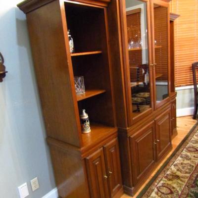 Solid Wood Three Piece Breakfront China Cabinet- Contents Not Included