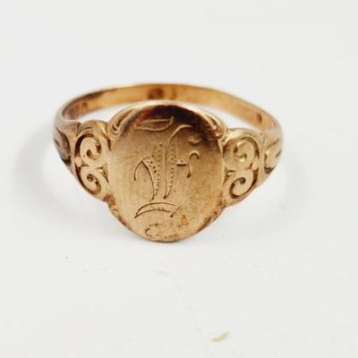 ANTIQUE ETCHED 10K GOLD RING SIZE 5