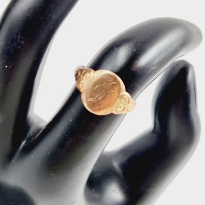ANTIQUE ETCHED 10K GOLD RING SIZE 5