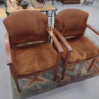 Pair of Wood Frame Upholstered Seat and Back Chairs