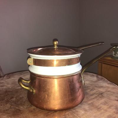 Vintage B&M copper and ceramic double boiler
