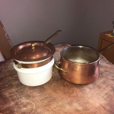 Vintage B&M copper and ceramic double boiler