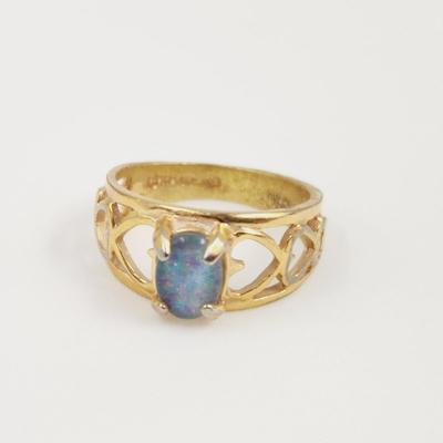 FANTASTIC 18K HGE GOLD OPAL RING SIZE 5