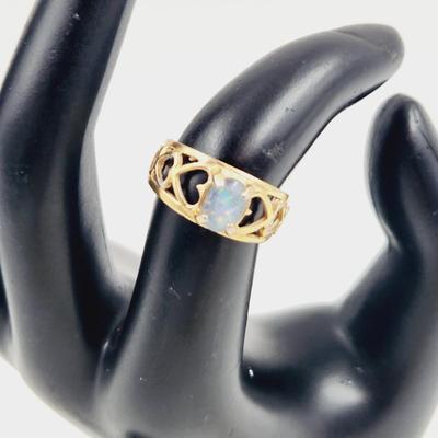 FANTASTIC 18K HGE GOLD OPAL RING SIZE 5