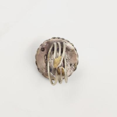 BEAUTIFUL NICKEL SILVER FILIGREE & TURQUOISE HANDCRAFTED RING - ADJUSTABLE