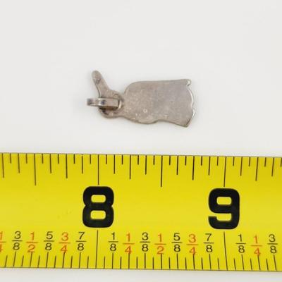 NICKEL SILVER TURQUOISE FLECKED BIRD CHARM / PENDANT