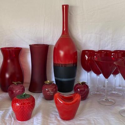 The Red Glass and Home Decor Lot