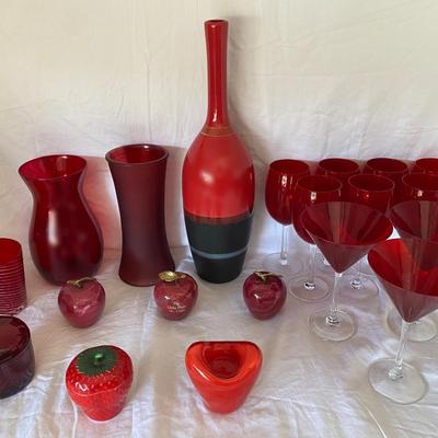 The Red Glass and Home Decor Lot