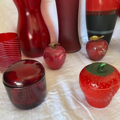 The Red Glass and Home Decor Lot