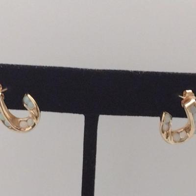 10k Gold Earrings with Opal Stones (#141)