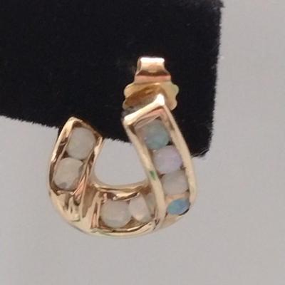 10k Gold Earrings with Opal Stones (#141)