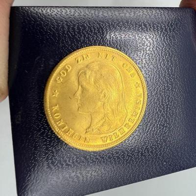 Antique 10 Gulden Wilhelmina 1897 Netherlands Gold Collectible Currency Coin