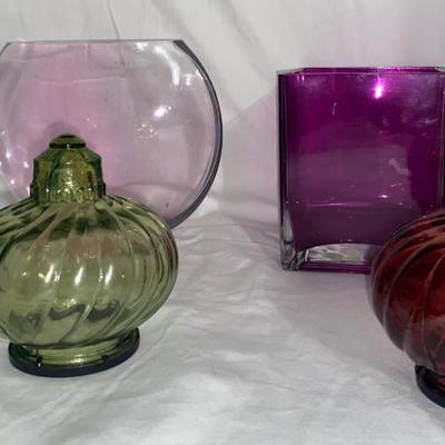 Assortment of Colored Glass Home Decor