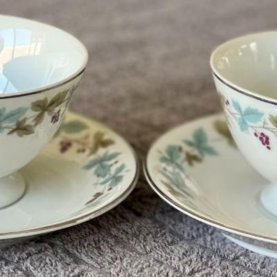 Vintage Set of 2 Fine China Winter Themed Tea Cups with Saucers By MS Japan 6701