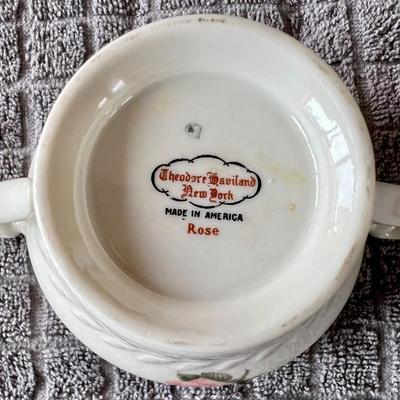 Vintage Rose Printed Sugar Bowl by Theodore Haviland USA
