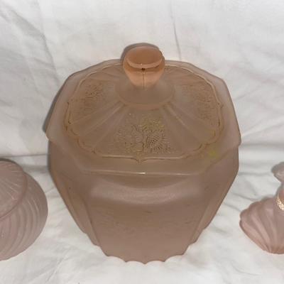 The Vintage Frosted Pink Glass Lot