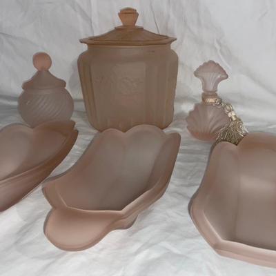 The Vintage Frosted Pink Glass Lot