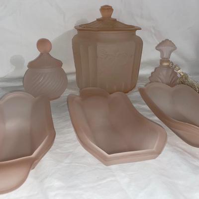 The Vintage Frosted Pink Glass Lot