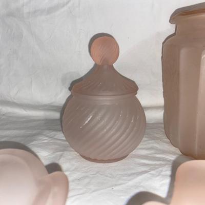 The Vintage Frosted Pink Glass Lot