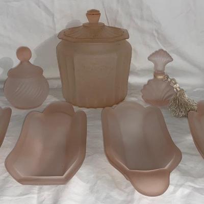 The Vintage Frosted Pink Glass Lot