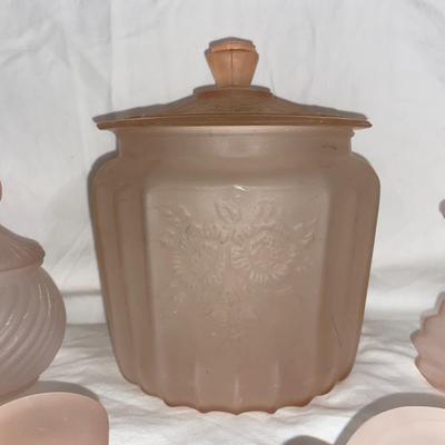 The Vintage Frosted Pink Glass Lot
