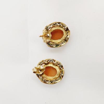 BEAUTIFUL ANTIQUE 12K GOLD FILLED CAMEO EARRINGS