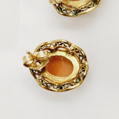 BEAUTIFUL ANTIQUE 12K GOLD FILLED CAMEO EARRINGS