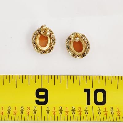 BEAUTIFUL ANTIQUE 12K GOLD FILLED CAMEO EARRINGS