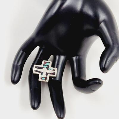 NICKEL SILVER CHIPPED TURQUOISE EAGLE PIN