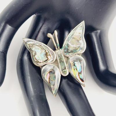 BEAUTIFUL ABALONE SILVER BUTTERFLY BROOCH