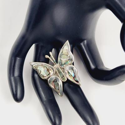 BEAUTIFUL ABALONE SILVER BUTTERFLY BROOCH