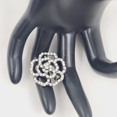 FAUX RHINESTONE FLOWERED PIN
