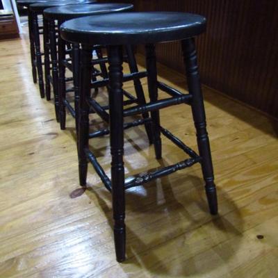 Set of Four Painted Wooden Stools- Approx Height is 23