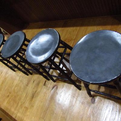 Set of Four Painted Wooden Stools- Approx Height is 23