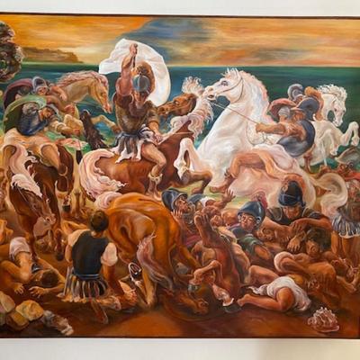 Nicholas FERRANDO (American, 1920-1992)(Elaborate Battle Scene)-Framed
