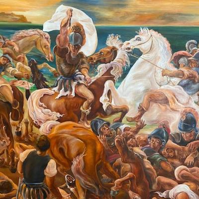 Nicholas FERRANDO (American, 1920-1992)(Elaborate Battle Scene)-Framed