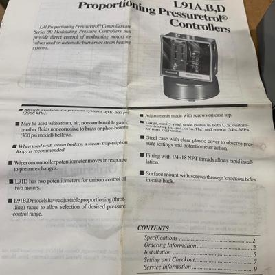 Honeywell Pressuretol L91A 1037 Proportioning Pressuretrol Controllers