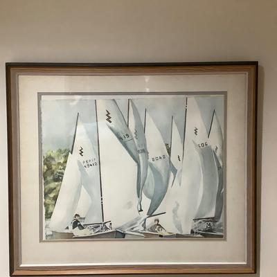 599 Original Watercolor of Sailboats by Marlen Binder