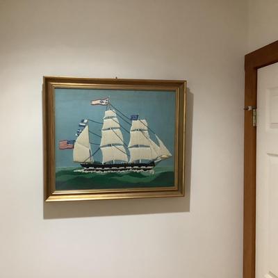 601 Vintage Original Nantucket Whaler Crewel Artwork/ Tapestry